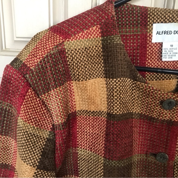 Alfred Dunner Tweed Plaid Jacket Sz18 Boxy Fall Colors Excellent Like New - Picture 5 of 6